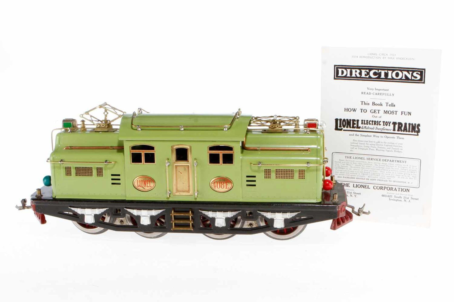 Lionel Tunnellok 408 E, S 2, elektr., mit Anleitung, Alterungsspuren, Z 2