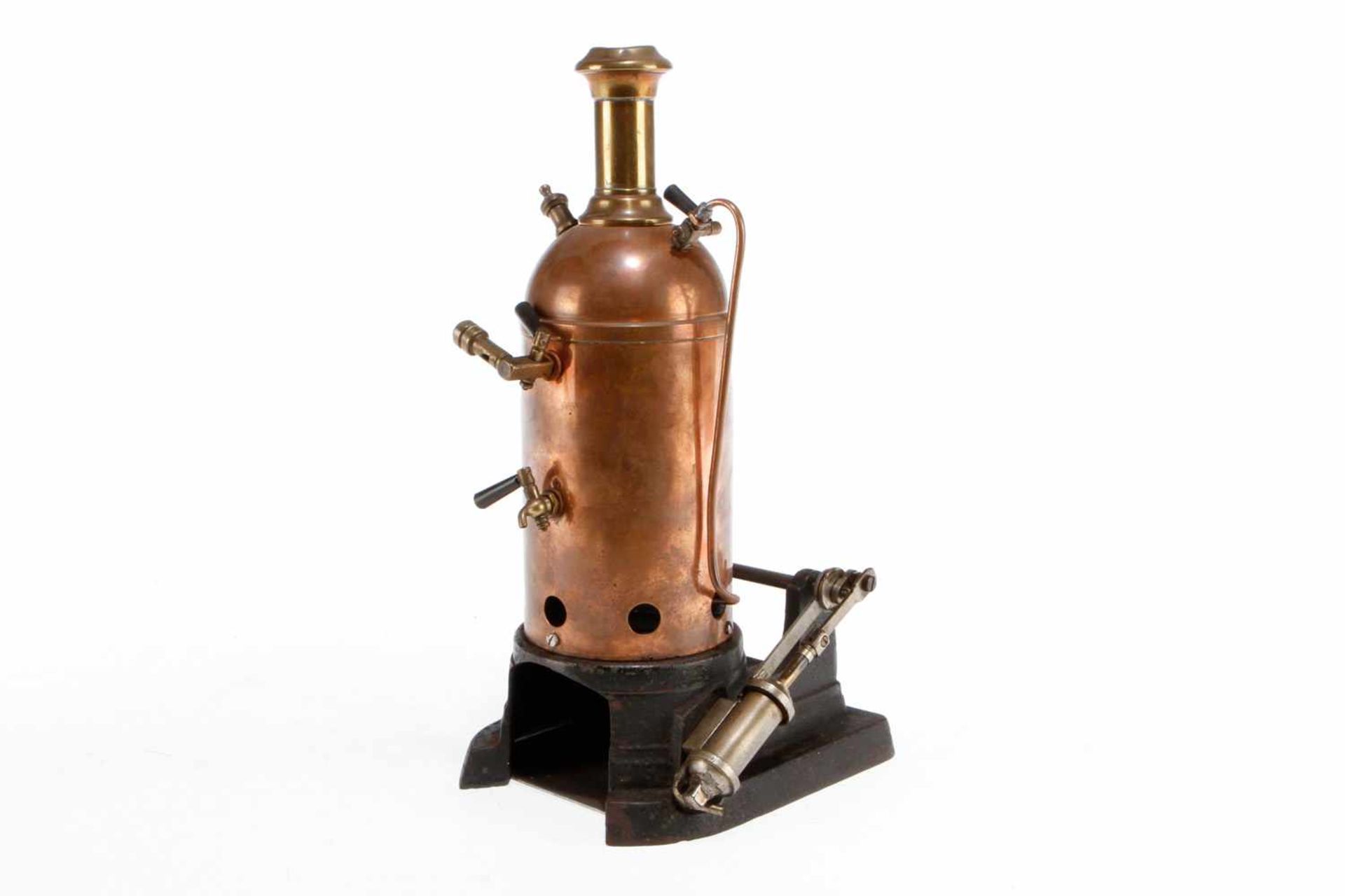 Märklin stehende Dampfmaschine, KD 7,5, mit Armaturen und feststehendem Zylinder, auf Gusssockel,
