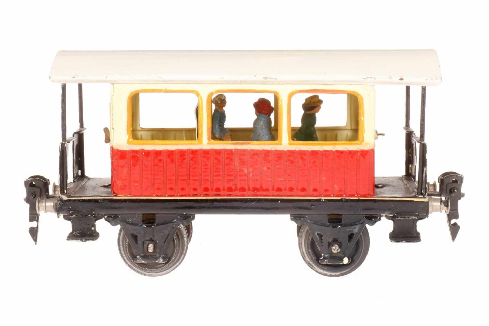 Märklin Aussichtswagen 1835, S 0, creme/rot HL, mit Inneneinrichtung und 2 AT, Schwarzbereich tw