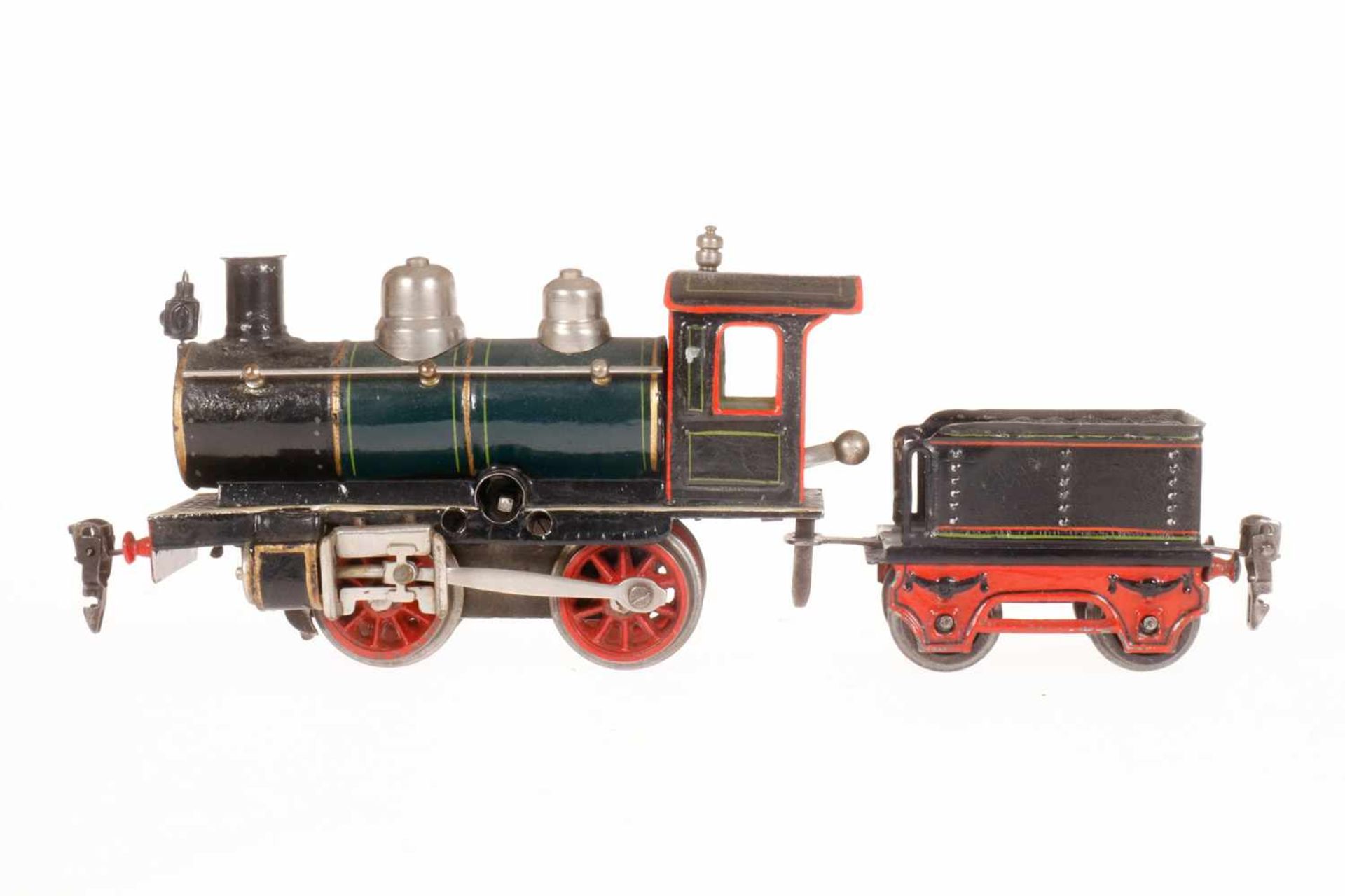 Märklin B-Dampflok R 1020, S 0, uralt, grün/schwarz, mit Tender und 1 imit. Stirnlampe, Uhrwerk