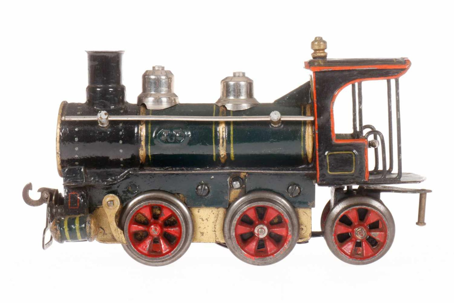 Märklin B-1 Dampflok 1020 D, S 0, uralt, Uhrwerk intakt, grün/schwarz, mit Nase, Bremse und