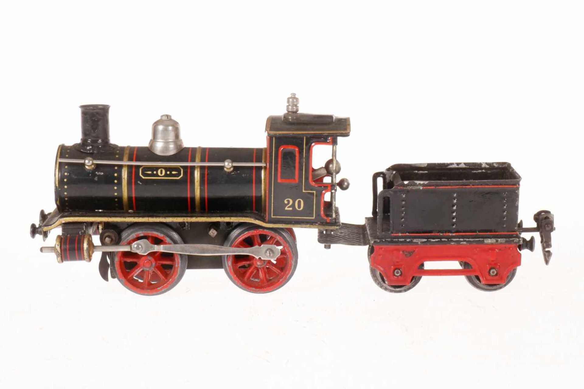 Märklin B-Dampflok 1030, S 0, uralt, schwarz, mit Tender (tw nachlackiert), Bremse und v+r,