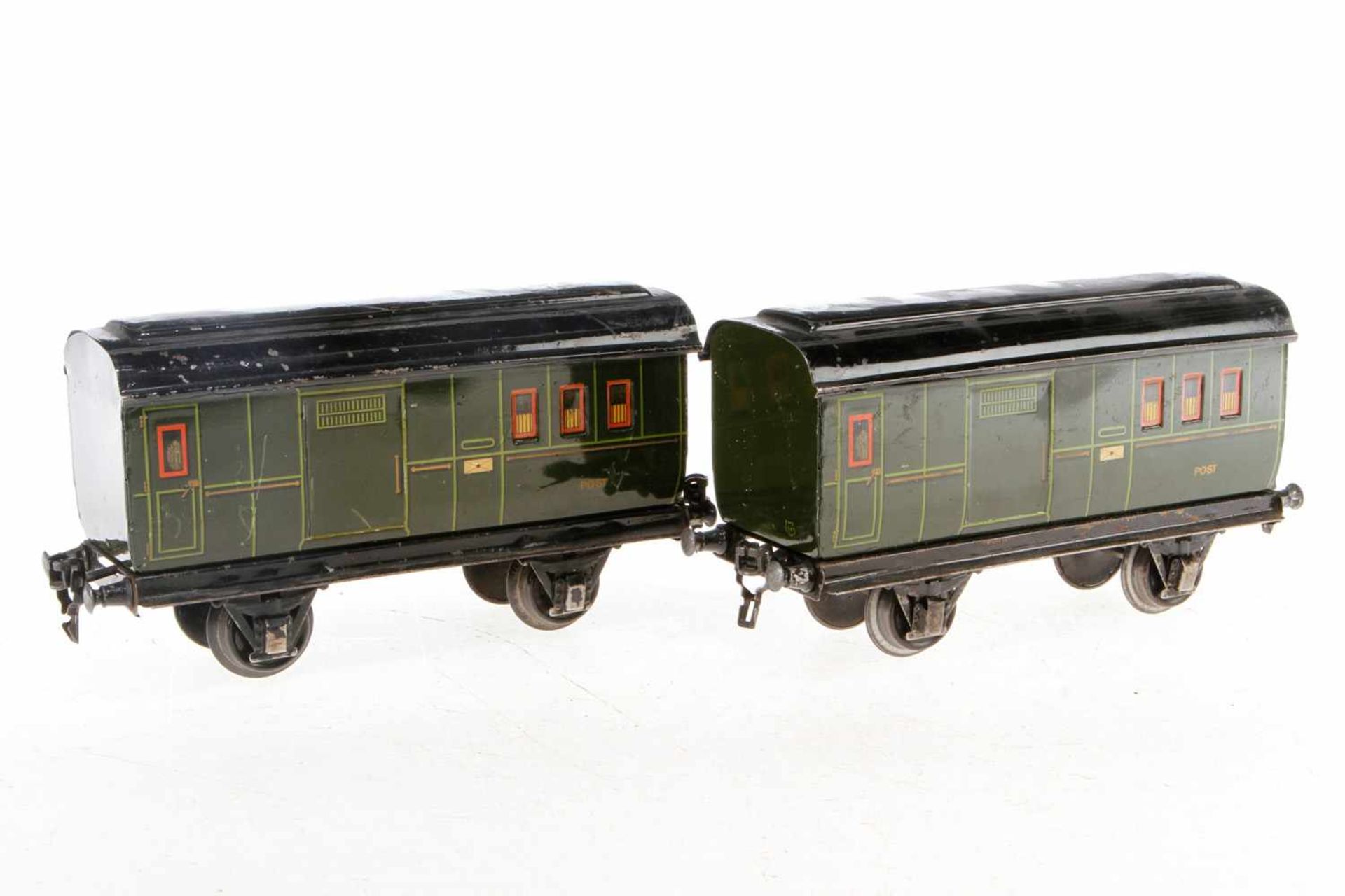 2 Märklin Postwagen, S 1, CL, L 22,5, bespielt