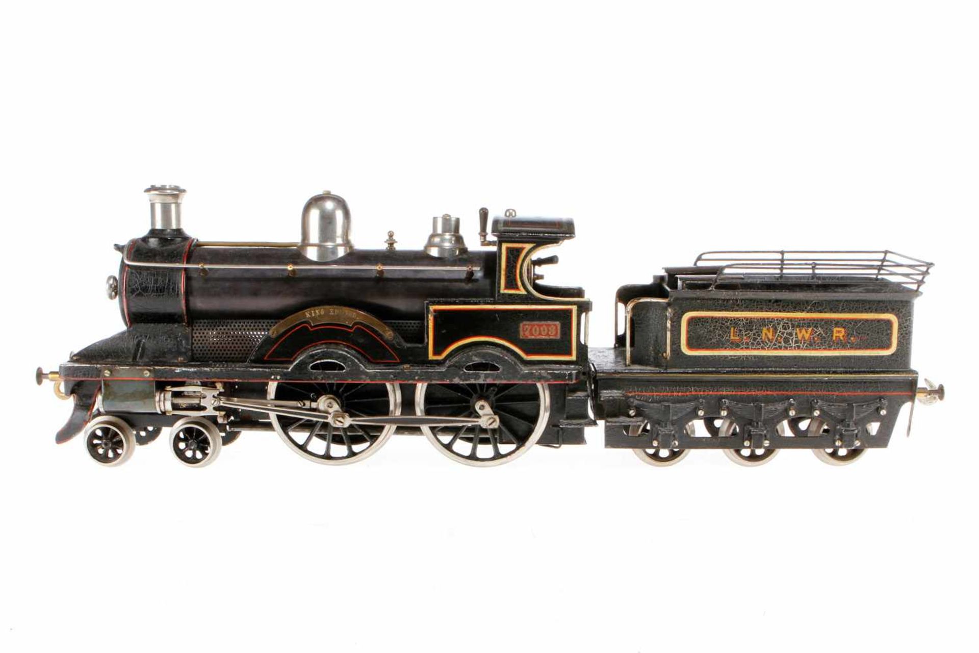 Bing engl. 2-B Dampflok "King Edward" 7093 LNWR, S 4, Spurweite 75 mm, uralt, spiritusbetrieben, HL,