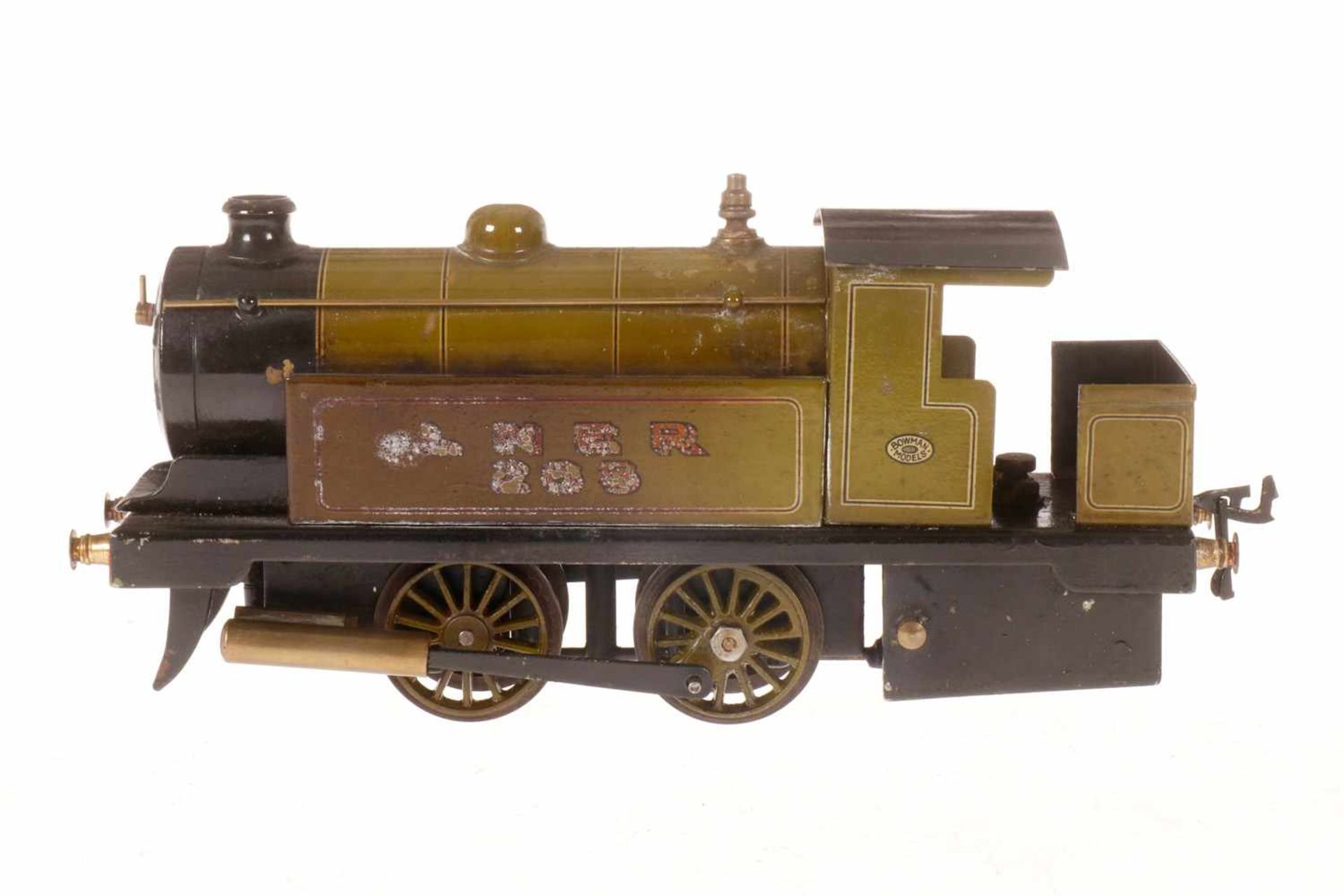 Bowman Tenderlok 265 LNER, S 0, spiritusbetrieben, grün/schwarz, mit Brenner und 2 oszill.