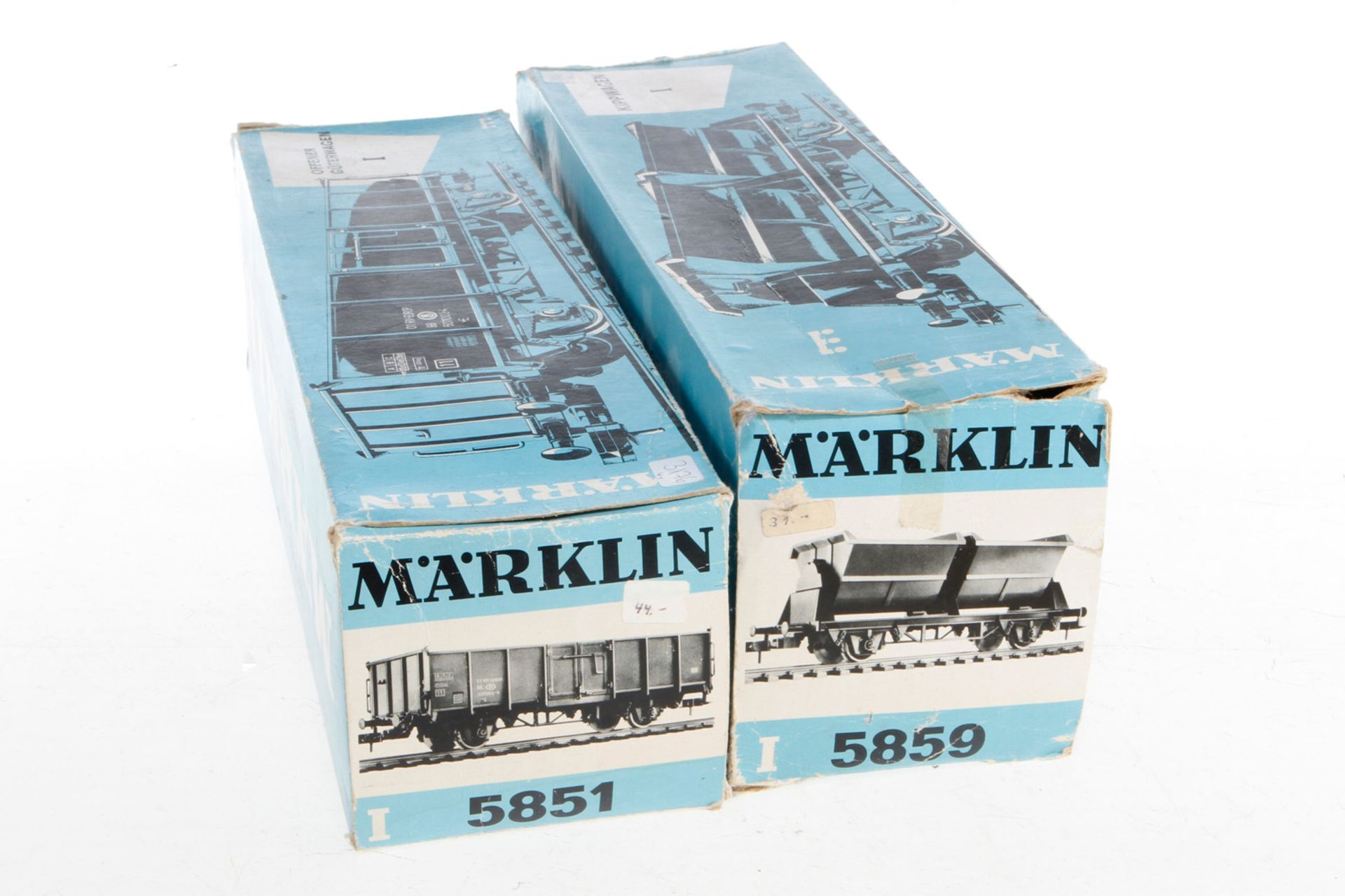 2 Märklin Güterwagen 5851 und 5859, S 1, L 31, je im besch. OK, Z 3