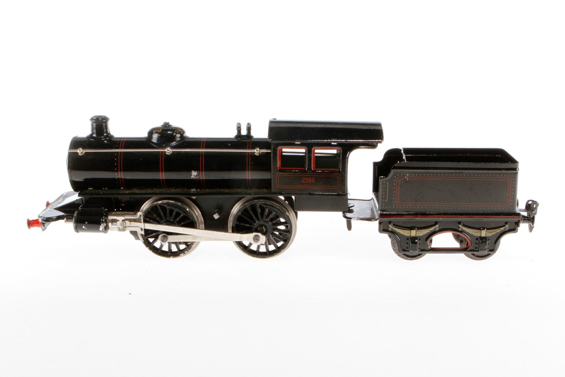 Märklin B-Dampflok 1041, S 1, Uhrwerk intakt, schwarz, mit Tender und Schlüssel, LS tw