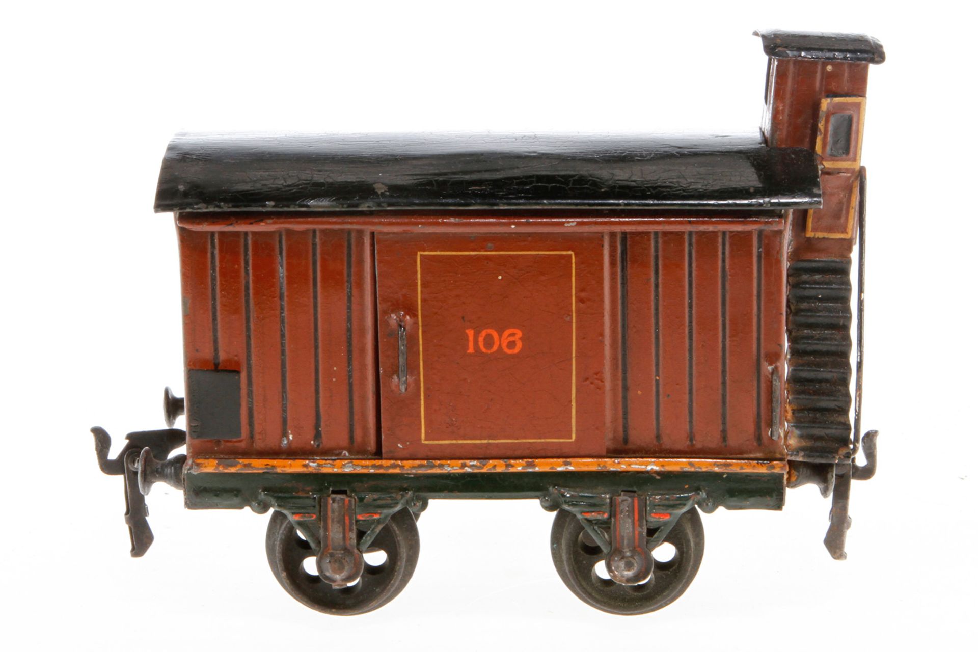 Märklin gedeckter Güterwagen 1804, S 2, uralt, HL, mit BRHh und 2 ST, Dächer tw nachlackiert, LS