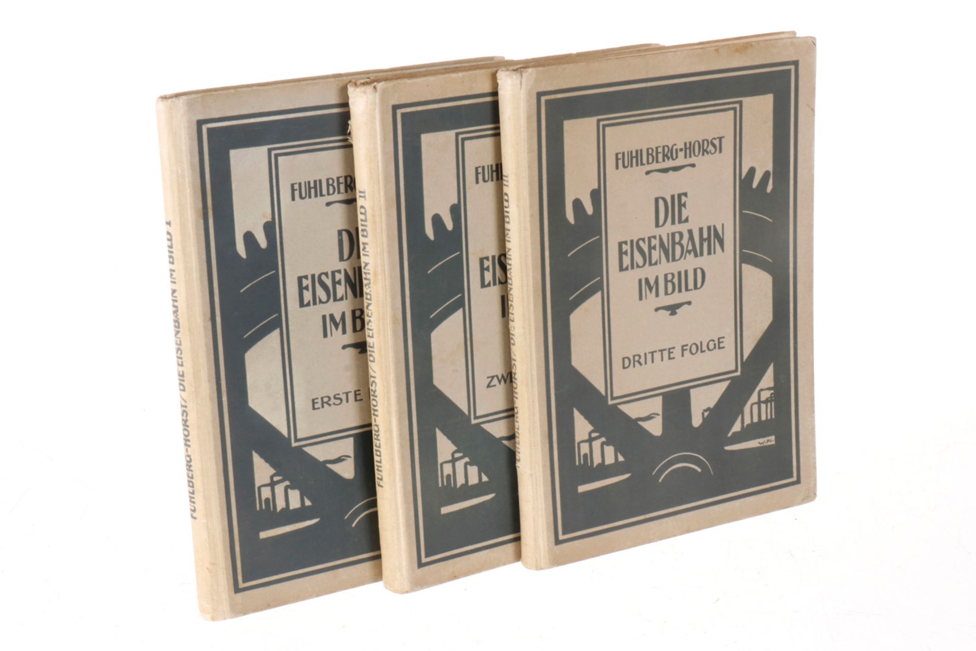 3 Fuhlberg-Horst Bücher "Die Eisenbahn im Bild" Band 1 bis 3, 1924/25, Alterungsspuren