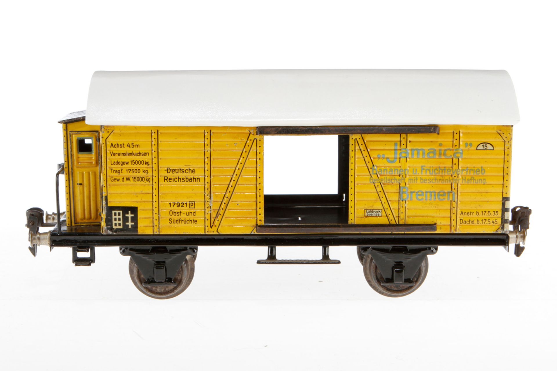 Märklin Bananenwagen 1792, S 1, CL, mit BRH, ST fehlen, Dach rest., L 27, Z 4