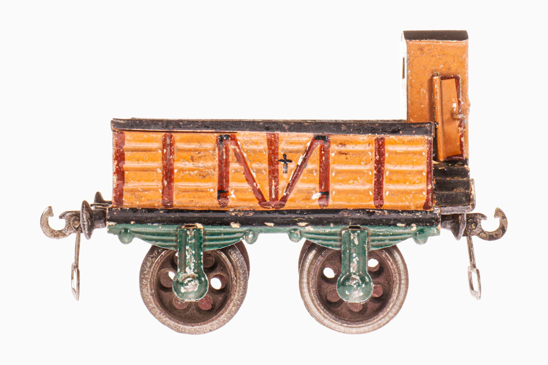 Märklin offener Güterwagen 1817, S 1, uralt, braun HL, mit BRHh und Gussrädern, Handlauf fehlt, LS