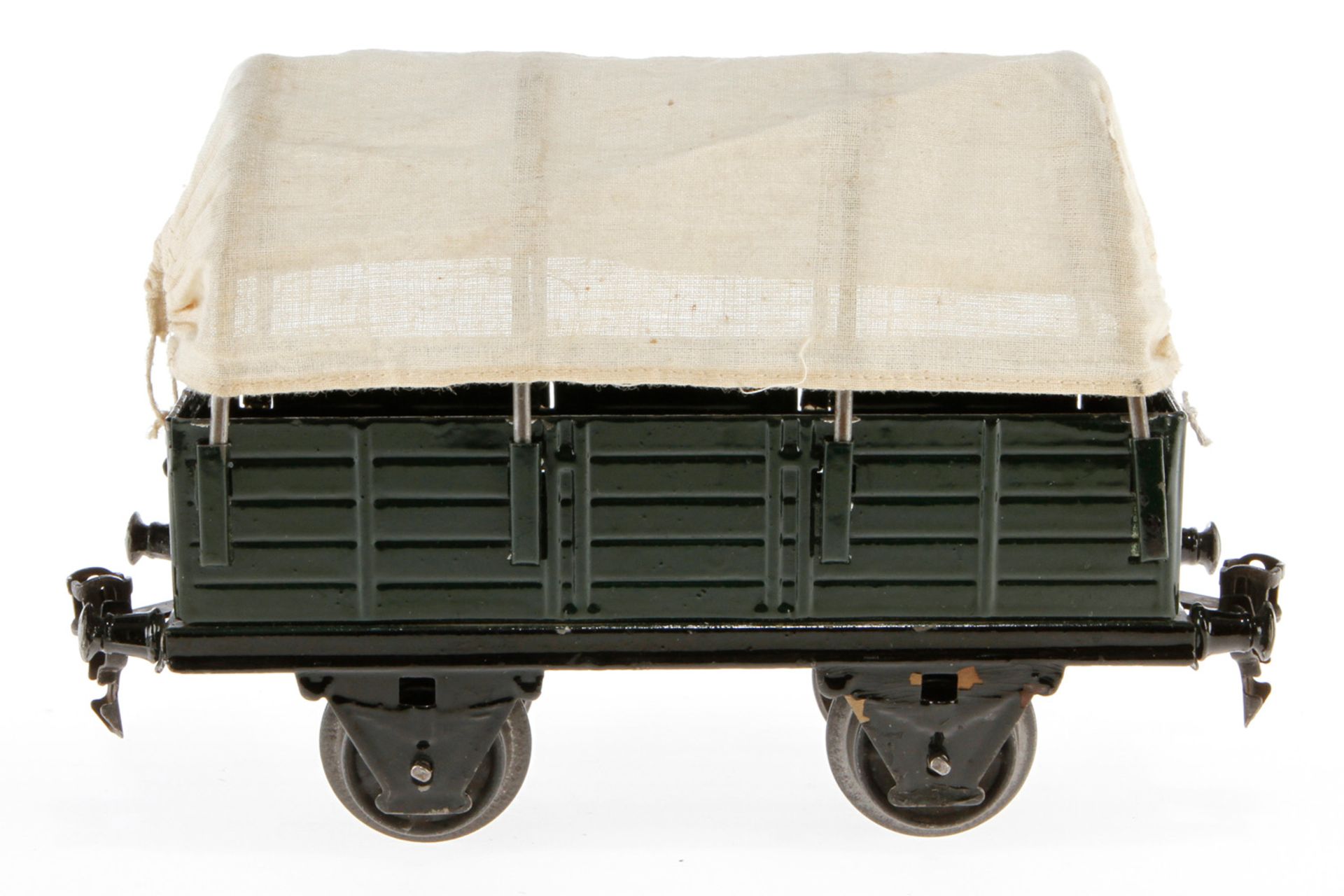 Märklin Planewagen 1939, S 1, HL, mit Spannbögen und Plane, 1 Puffer besch., LS und gealterter Lack,