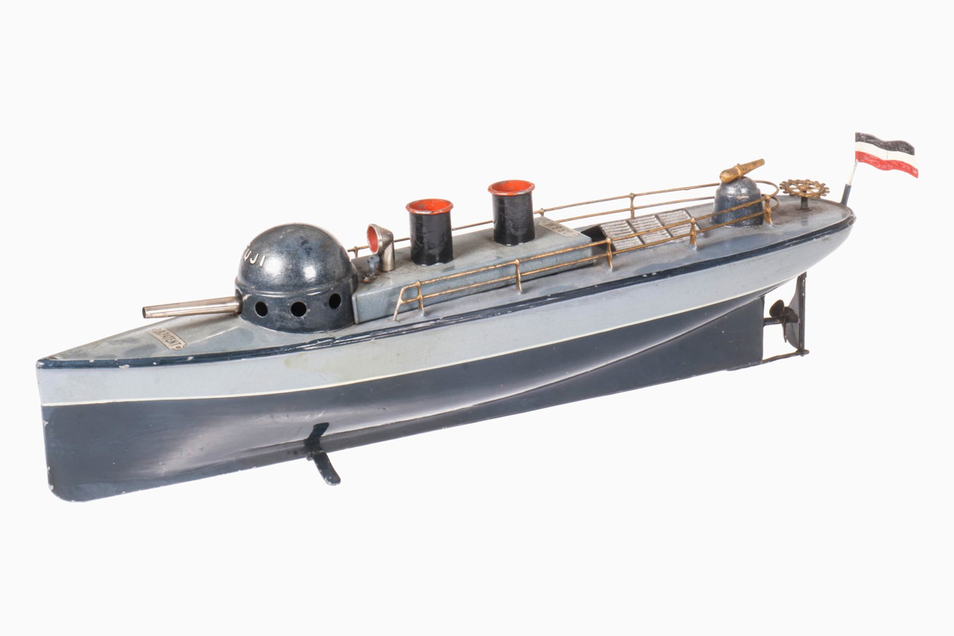 Bing Kanonenboot "Fuji" 13804/2, uralt, HL, Uhrwerk und Schießmechanik intakt, mit Kanone und