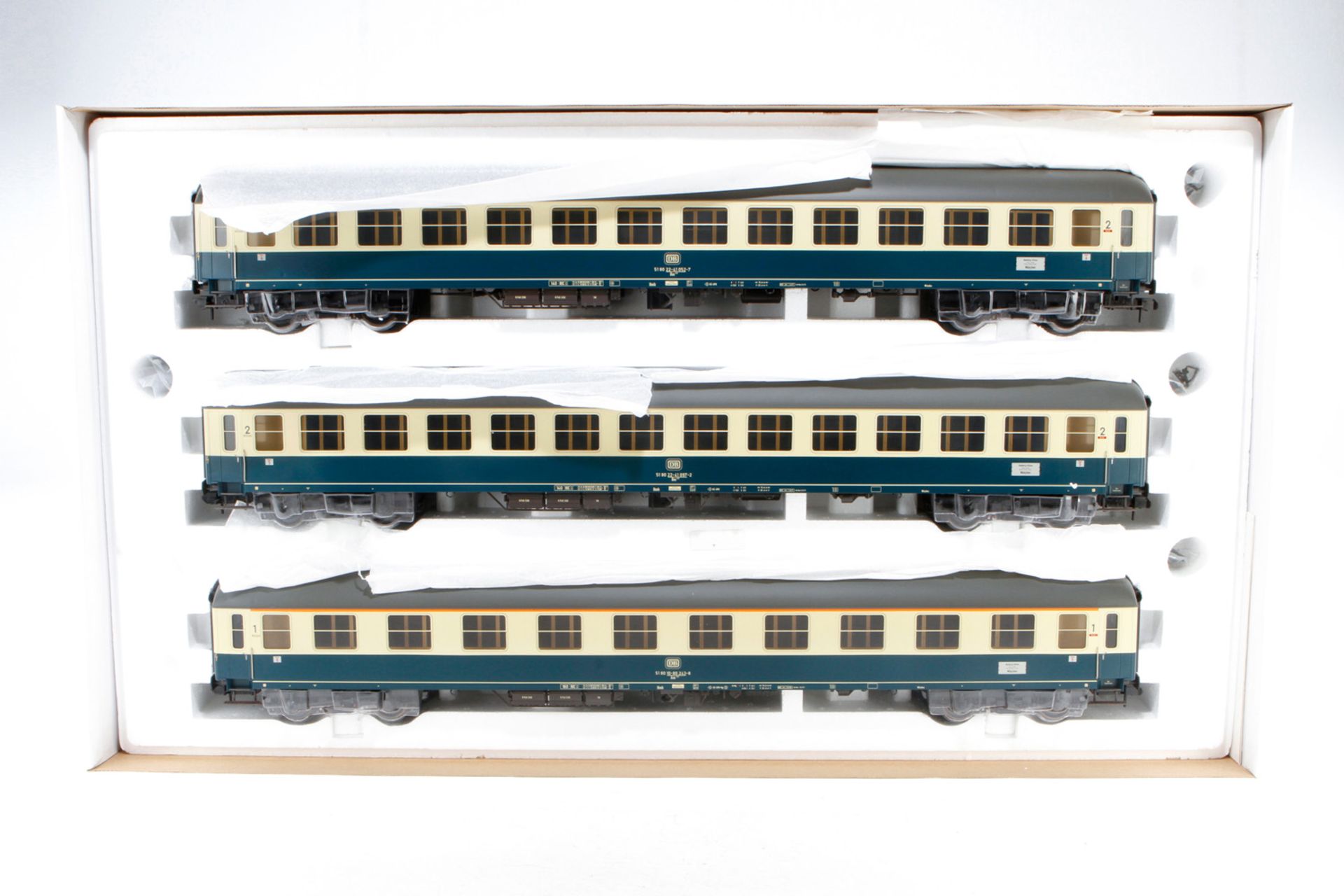 Märklin Personenwagen-Set 58031, S 1, 3-teilig, blau/beige, L je 75, OK, Z 1-2