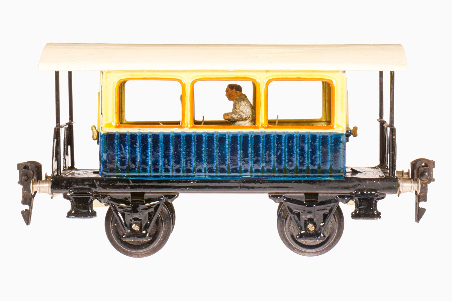 Märklin Aussichtswagen 1835, S 0, blau/creme HL, mit Inneneinrichtung, 1 Sitzfigur und 2 AT, Dach
