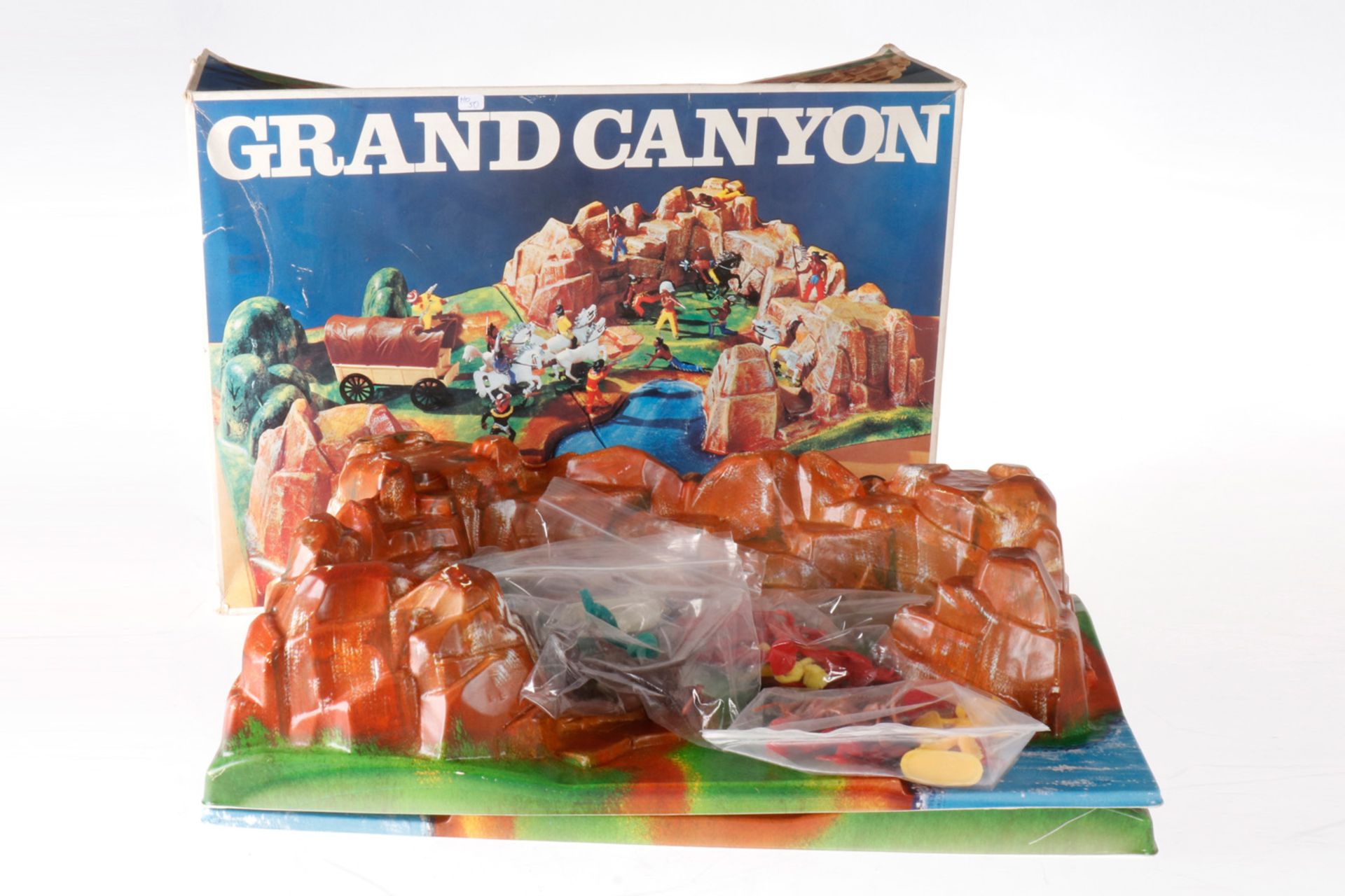 Höfler Western-Szene "Grand Canyon" 555, Kunststoff, 2-teilig, mit Figuren und Pferden, Planewagen