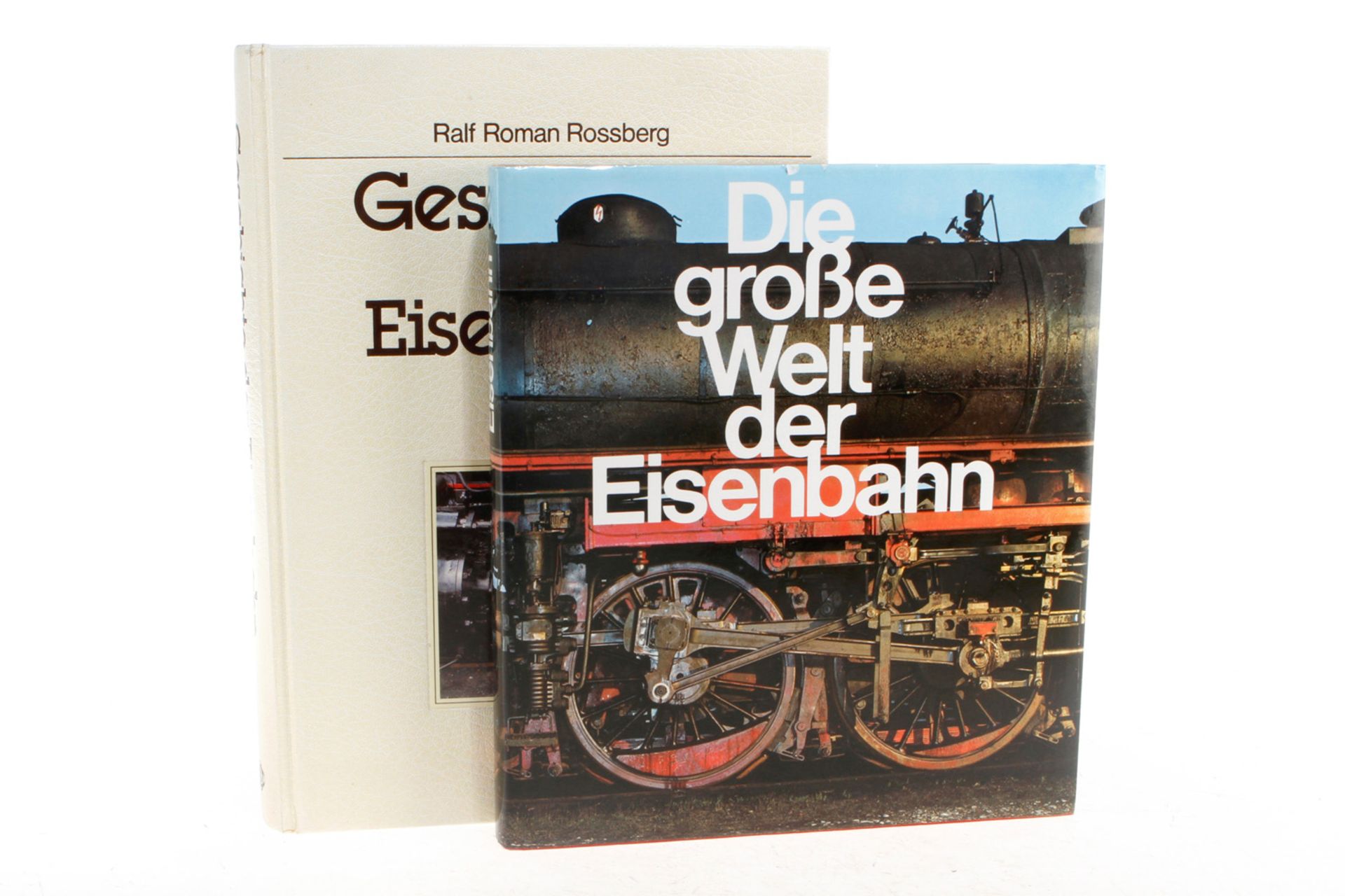 2 Bücher "Geschichte der Eisenbahn" und "Die große Welt der Eisenbahn", Alterungsspuren