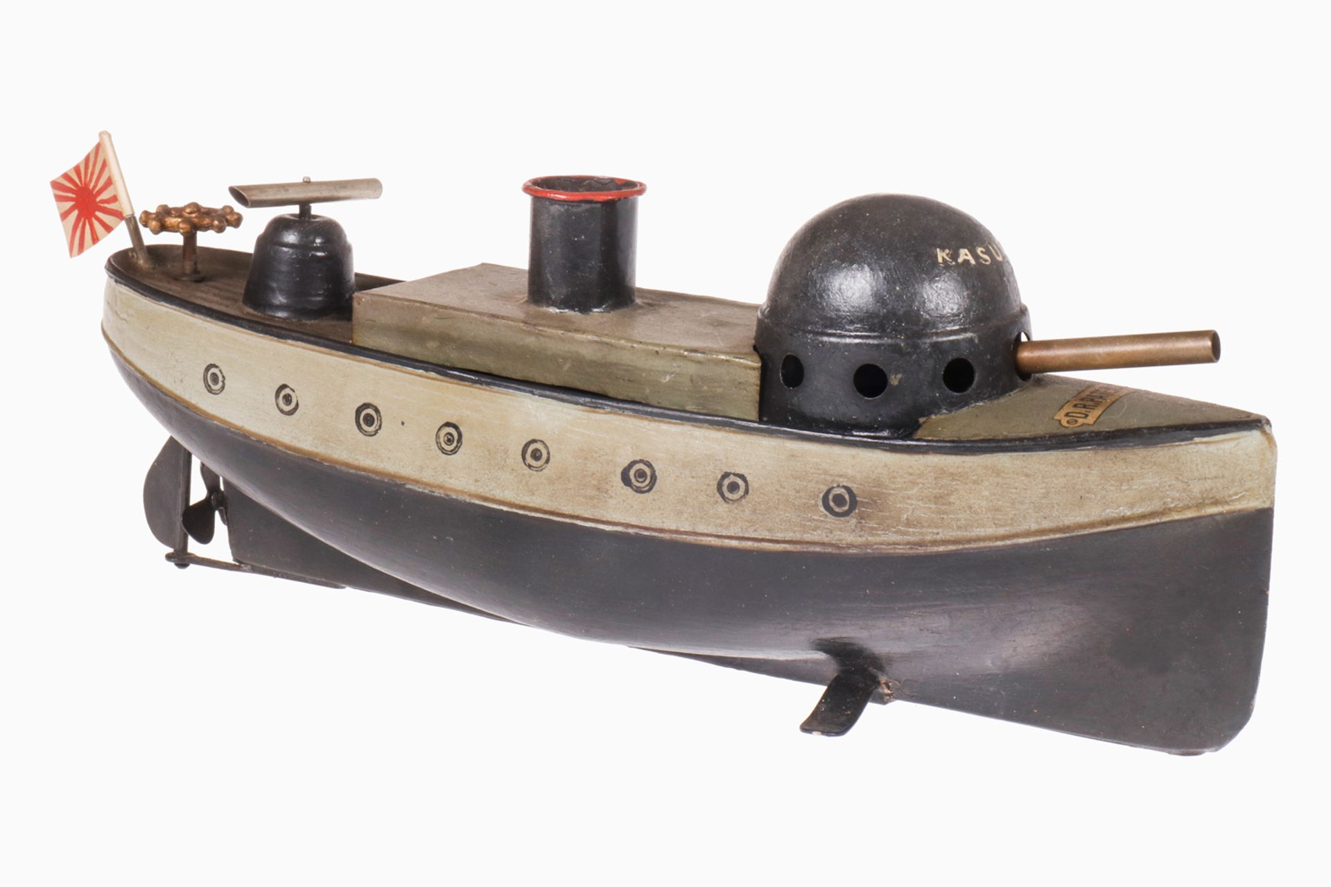 Bing Kanonenboot "Kasuga" 13804/1, uralt, HL, für Zündblättchenfeuerung, Uhrwerk def., meist