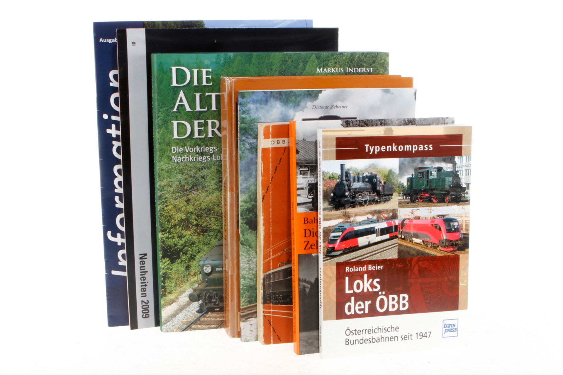 6 österr. Eisenbahnbücher, dazu 2 Hefte, Alterungsspuren