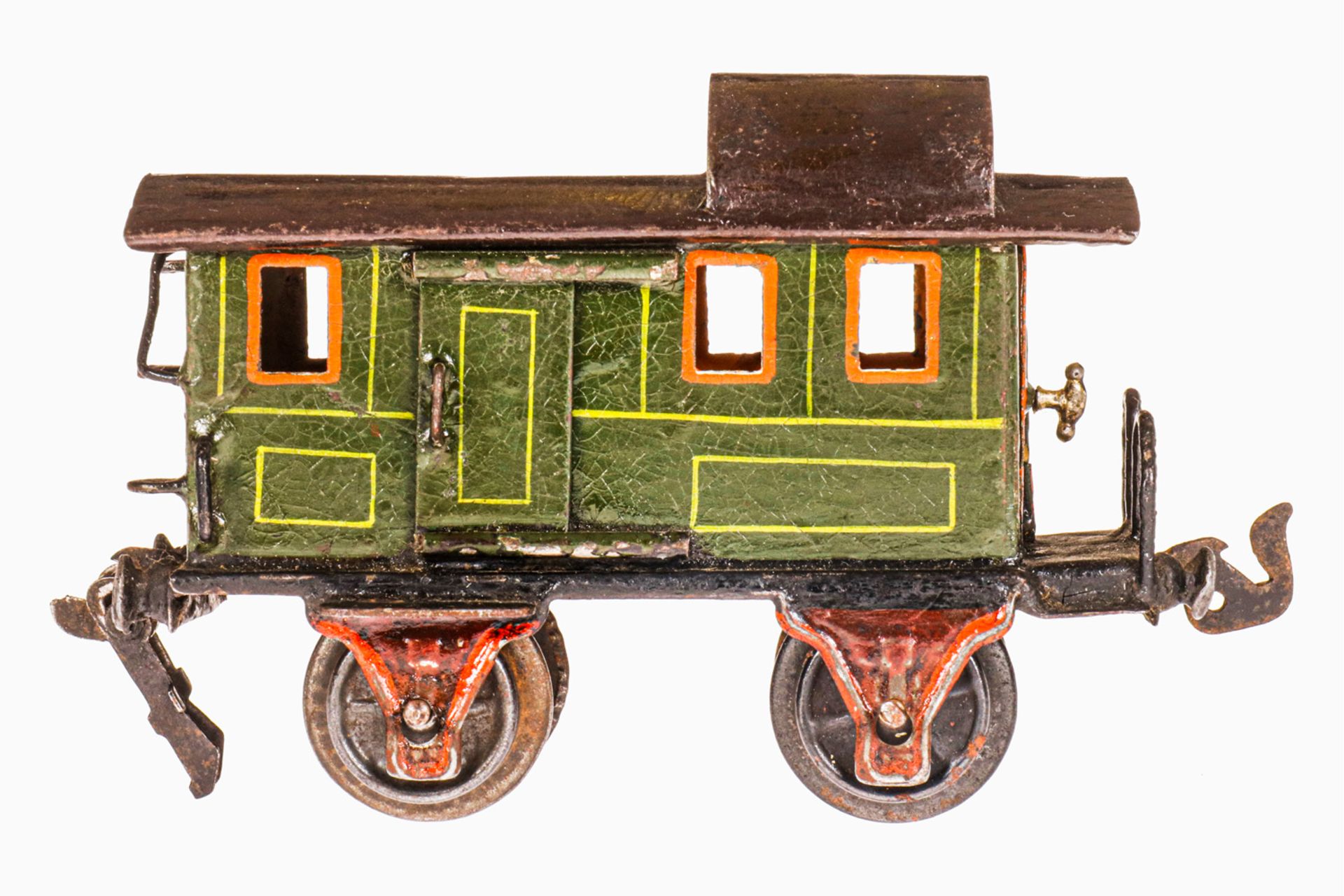 Märklin Gepäckwagen 1836, S 0, uralt, HL, mit Diensteinrichtung, 2 ST und 1 AT, 1 Kupplung besch., 1
