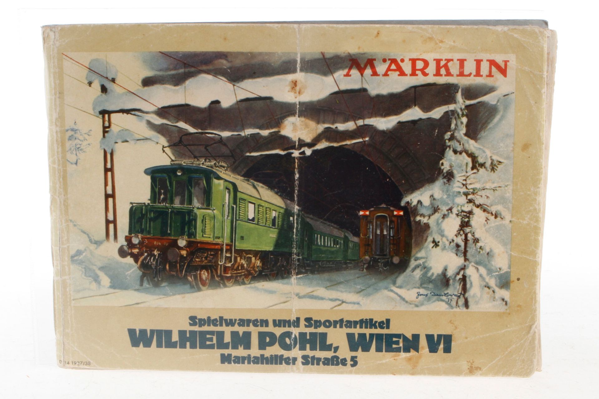 Märklin Katalog D 14 1937/38, 76 Seiten, Rücken ersetzt, geknickt, Alterungsspuren