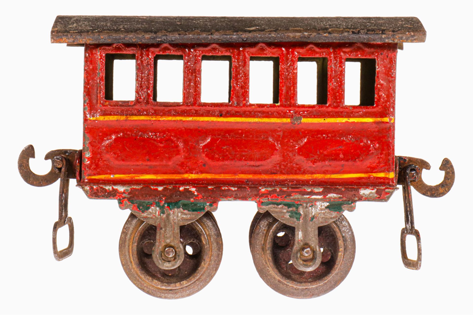 Märklin Personenwagen 1805, S 0, uralt, HL, mit Gussrädern und Bügelkupplungen, LS und gealterter