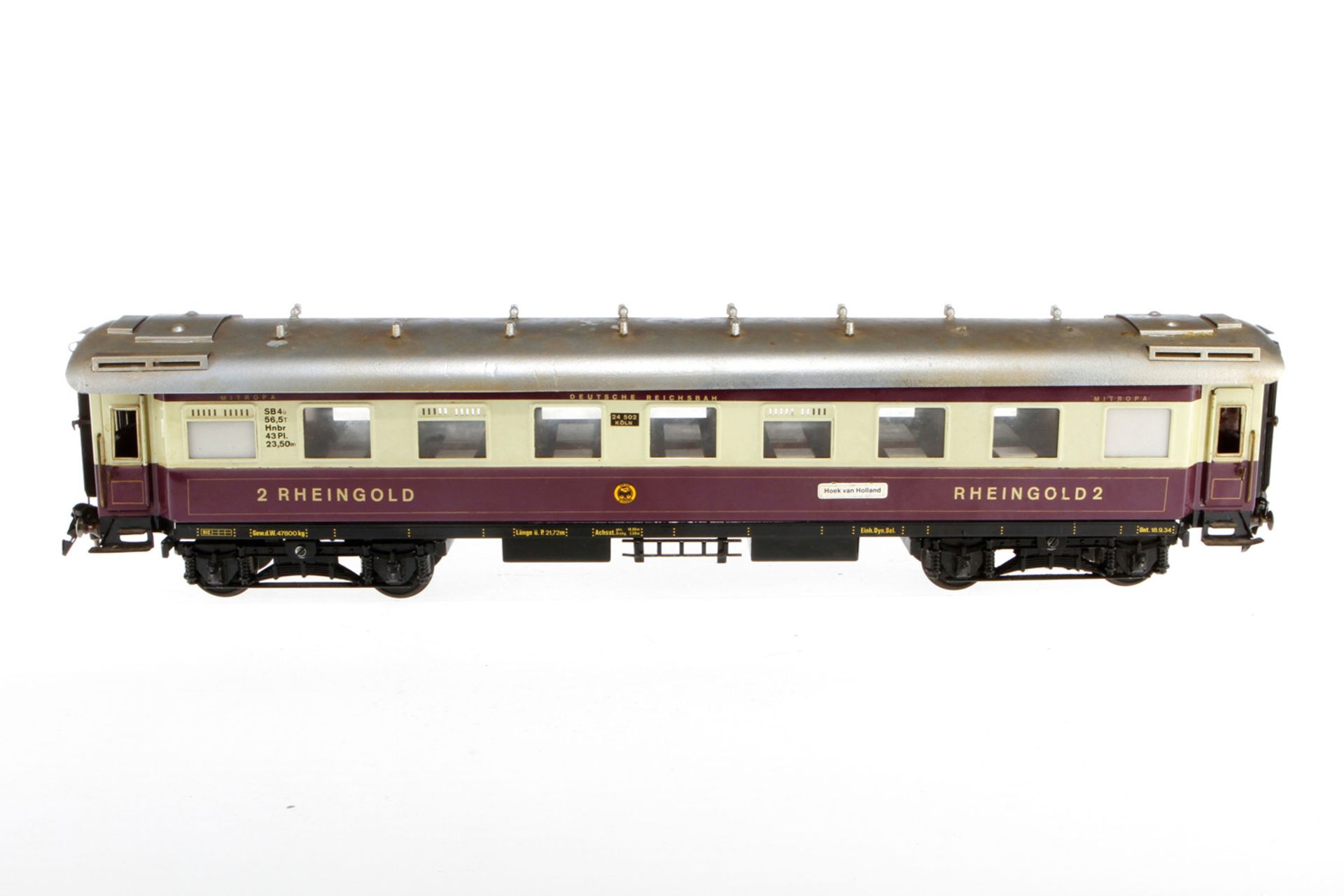 Wilag Rheingoldwagen, S 1, creme/violett, mit Inneneinrichtung und Beleuchtung, 2. Klasse,