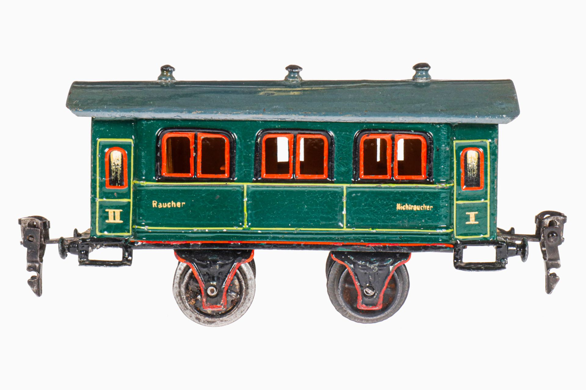 Märklin Personenwagen 1941, S 0, grün HL, mit Inneneinrichtung, LS tw ausgebessert, gealterter Lack,