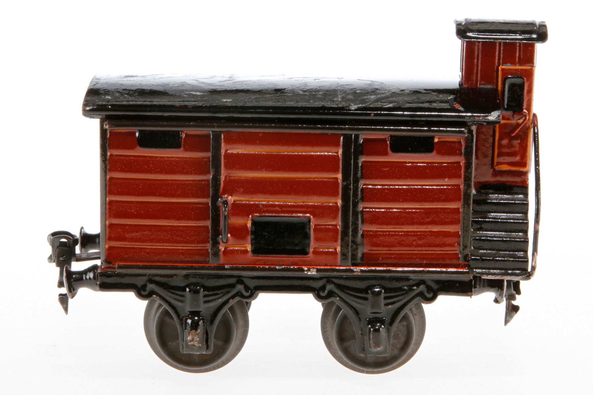 Märklin gedeckter Güterwagen 1804, S 1, uralt, HL, mit BRHh und 1 ST, LS und gealterter Lack, Dach