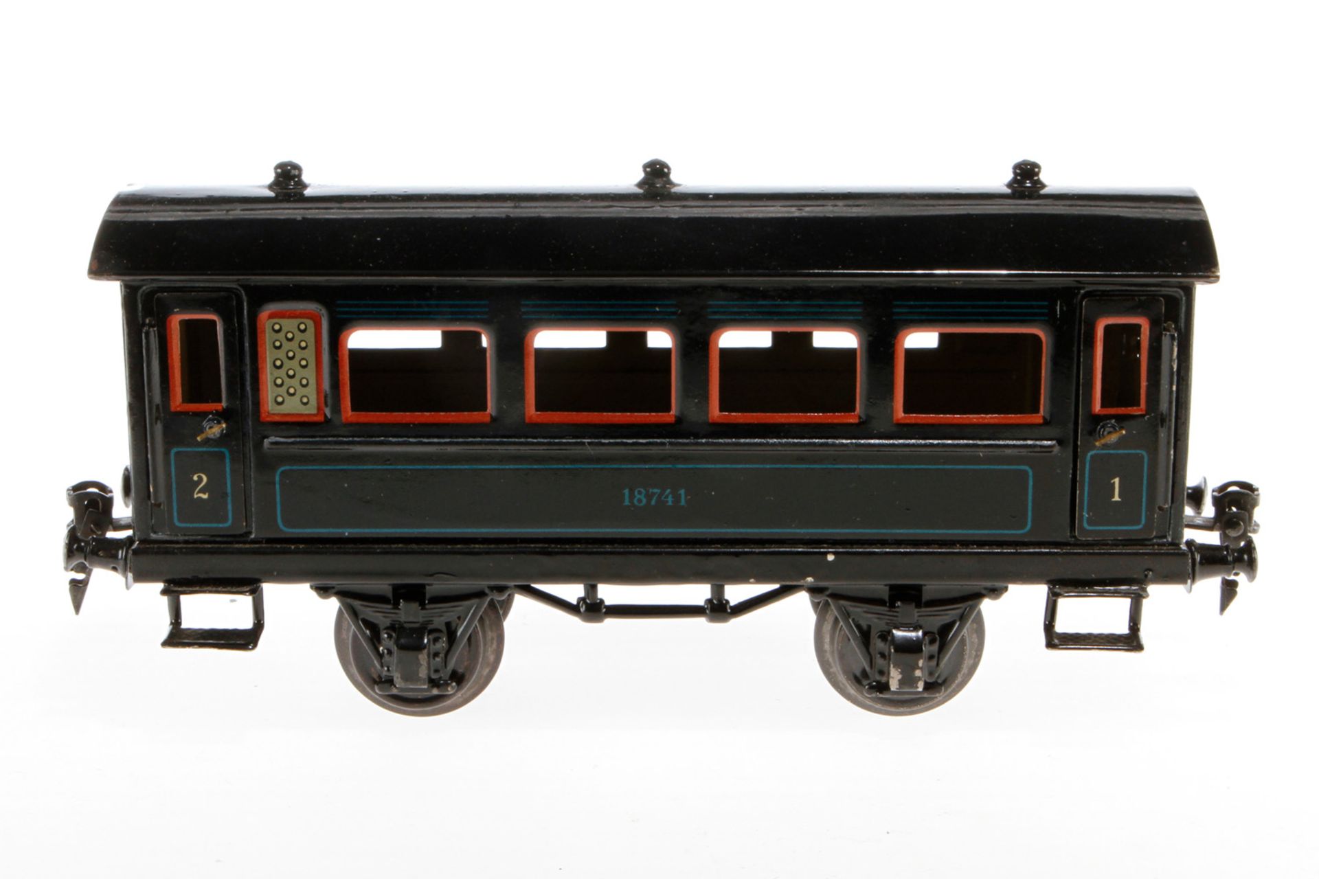 Märklin Personenwagen 1874, S 1, CL, mit 4 AT, LS tw ausgebessert, gealterter Lack, L 24,5, im OK (
