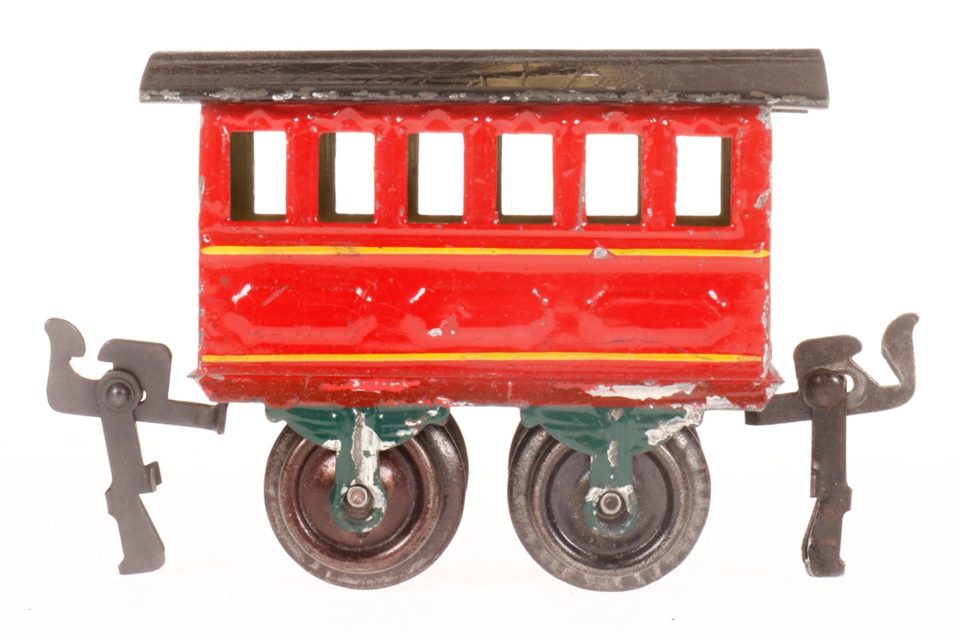 Märklin Personenwagen 1805, S 0, uralt, rot HL, 1 Kupplung ersetzt, LS und gealterter Lack, L 8, Z