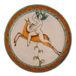 PIATTO IN MAIOLICA POLICROMA, ELSO SORA PER LA FORNACE MOLARONI, PESARO, CIRCA 1920-1925