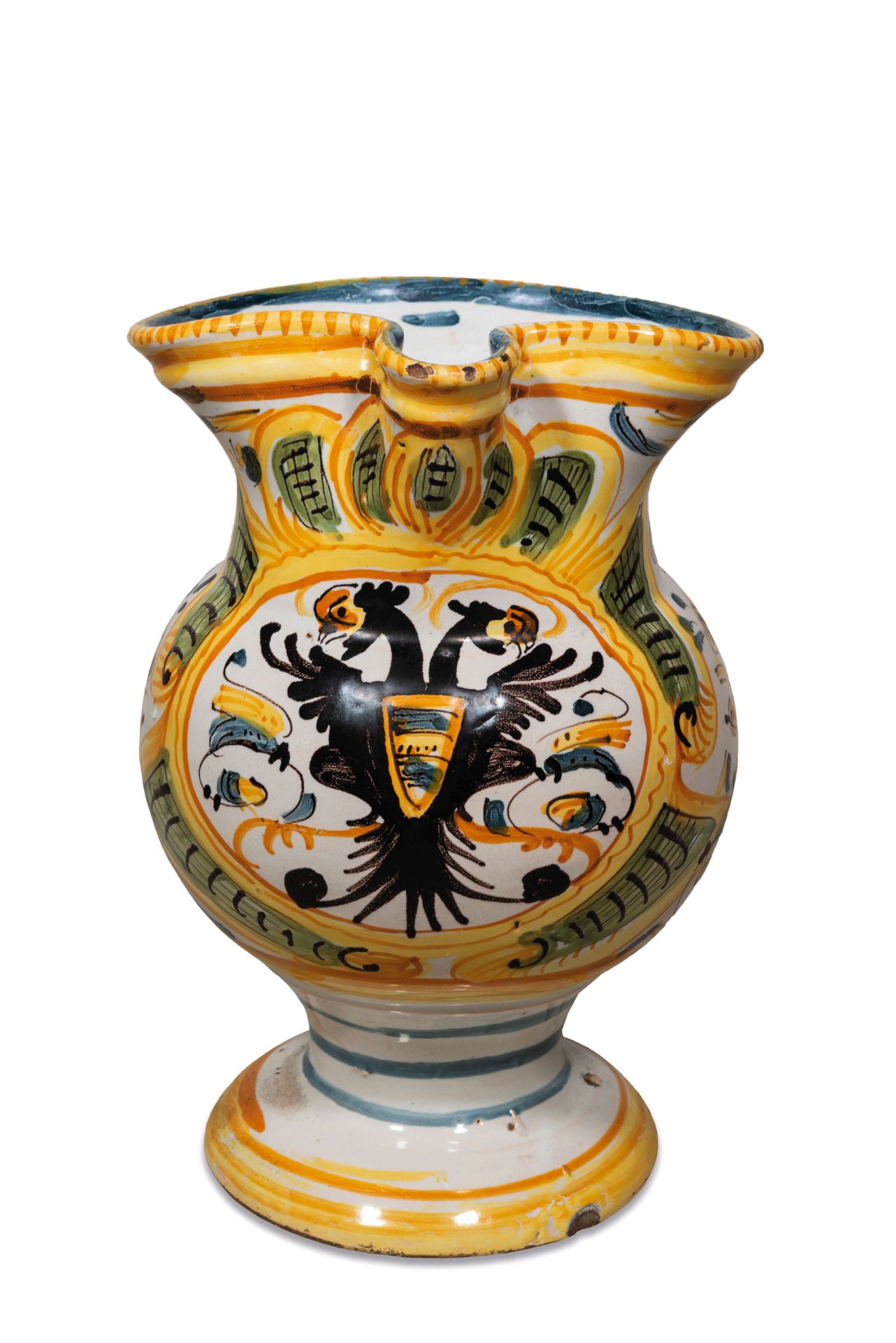 DUE ORCIOLI IN MAIOLICA POLICROMA, MANIFATTURA IPPOLITO CASALI, PESARO, CIRCA 1800-1825