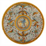 ALZATA IN MAIOLICA POLCROMA, FORNACE DI DERUTA, 1550-1570