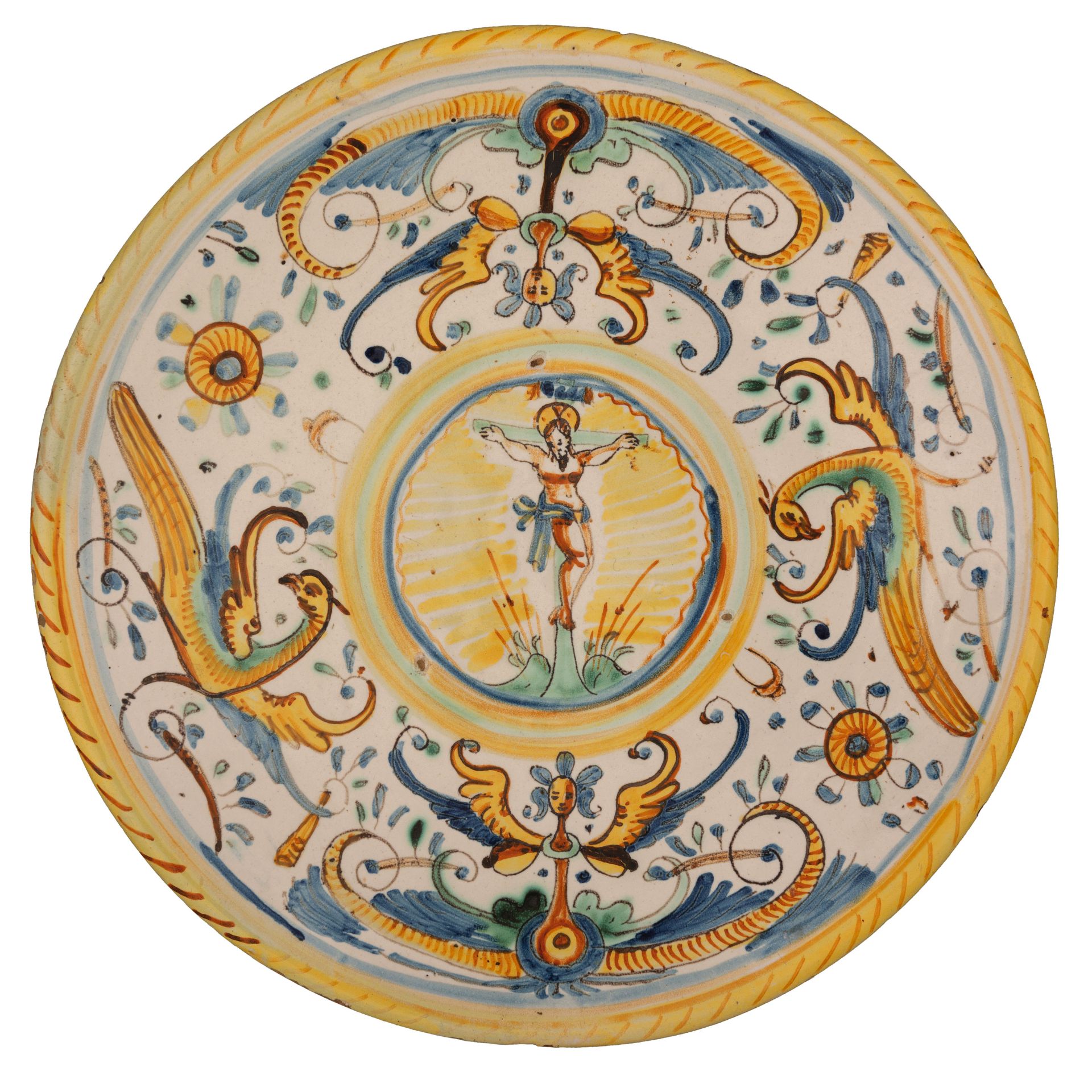 COPPIA DI ALZATE IN MAIOLICA COMPENDIARIA, FORNACE DI DERUTA, XVII SECOLO