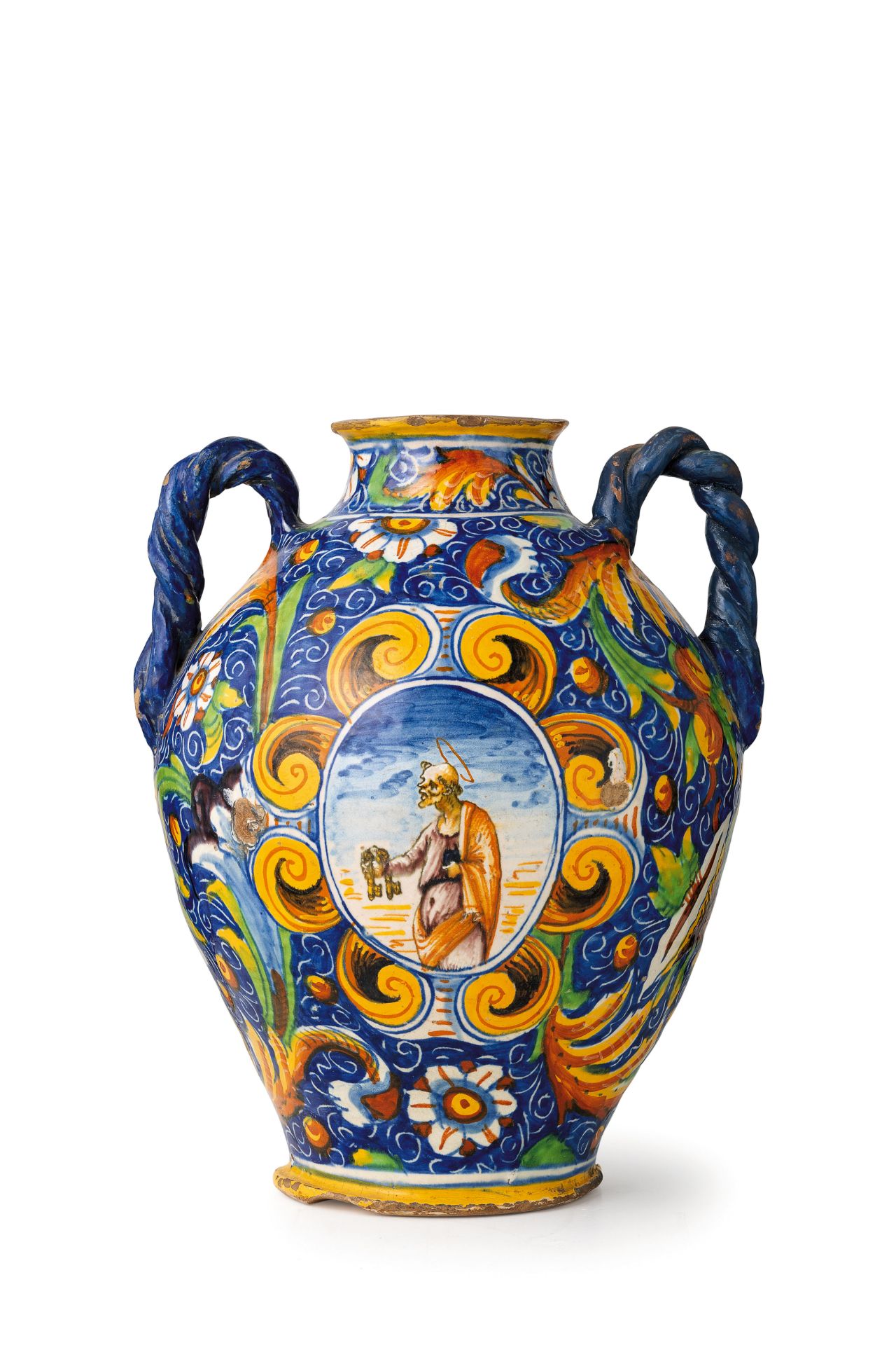 GRANDE VASO BIANSATO IN MAIOLICA POLICROMA, BOTTEGA DI MASTRO DOMENEGO, VENEZIA, SECONDA META' DEL X