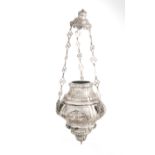 LAMPADA PENSILE IN ARGENTO, PALERMO, 1766, CONSOLE S. MERCURIO