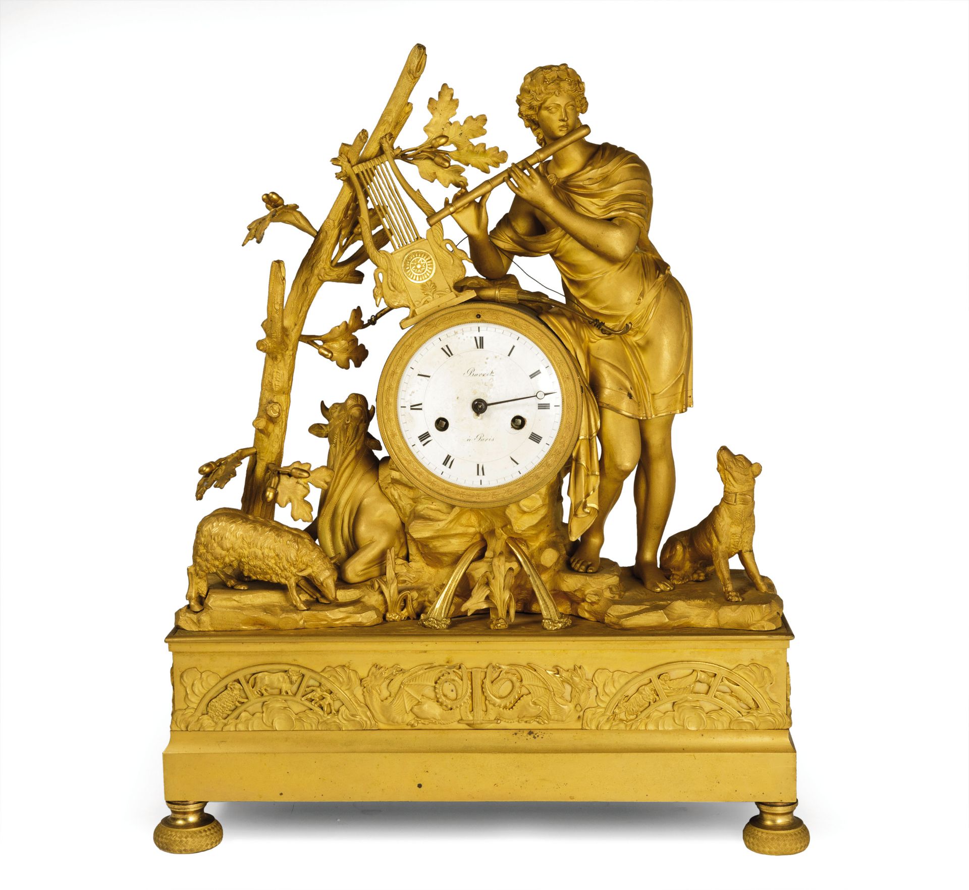 GRANDE OROLOGIO D'APPOGGIO IN BRONZO DORATO, FRANCIA, 1840 CIRCA