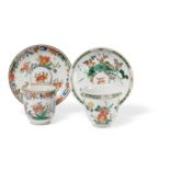 TWO FAMILLE VERTE PORCELAIN CUP AND SAUCERS, CHINA 18TH CENTURY (2)