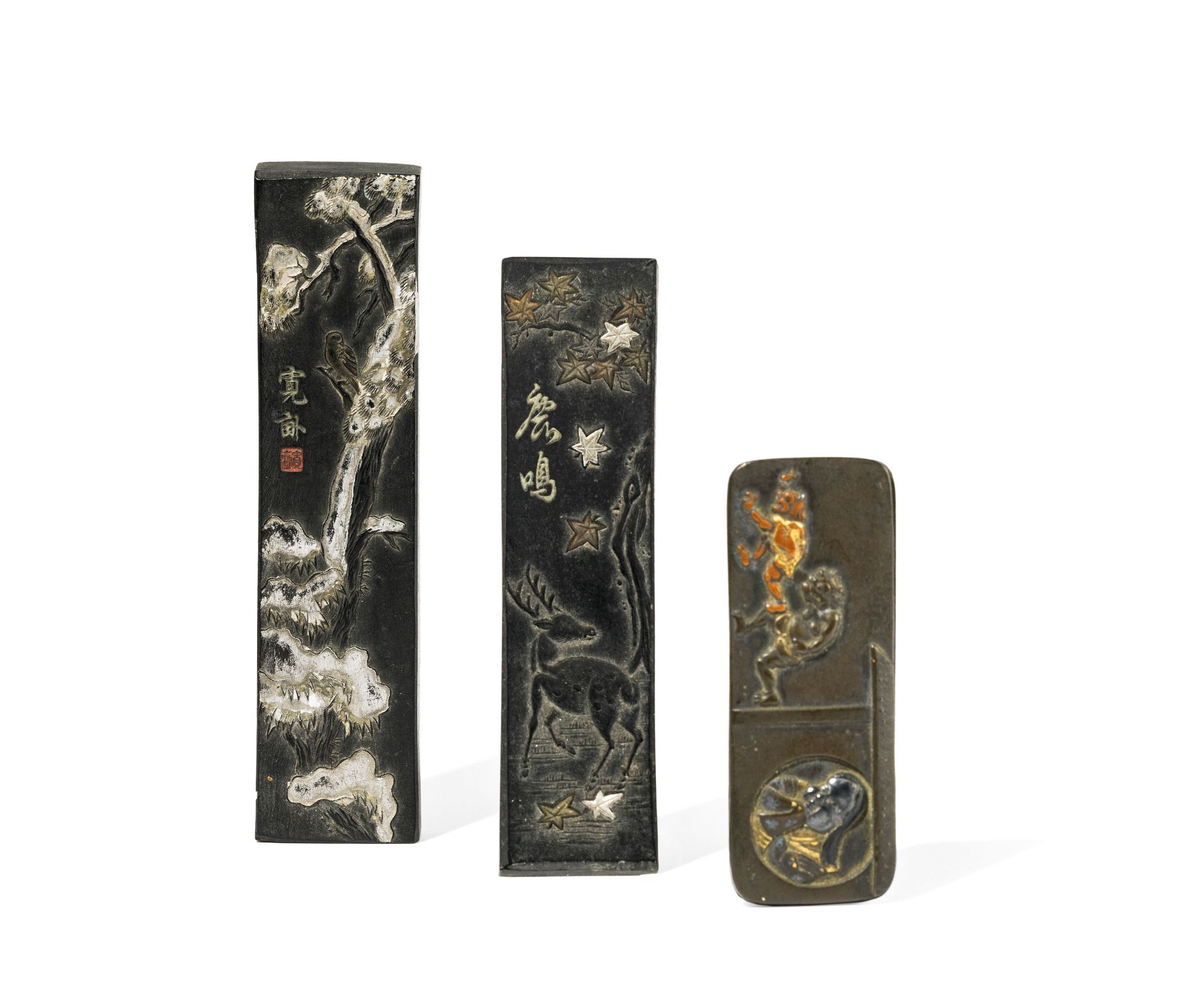 THREE METAL AND BRONZE PLAQUES, JAPAN, LATE 19TH CENTURY (3)