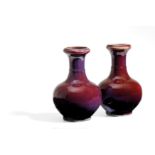 A PAIR OF SMALL FLAMBÉ-GLAZED BOTTLE VASES, CHINA, 19TH CENTURY (2)