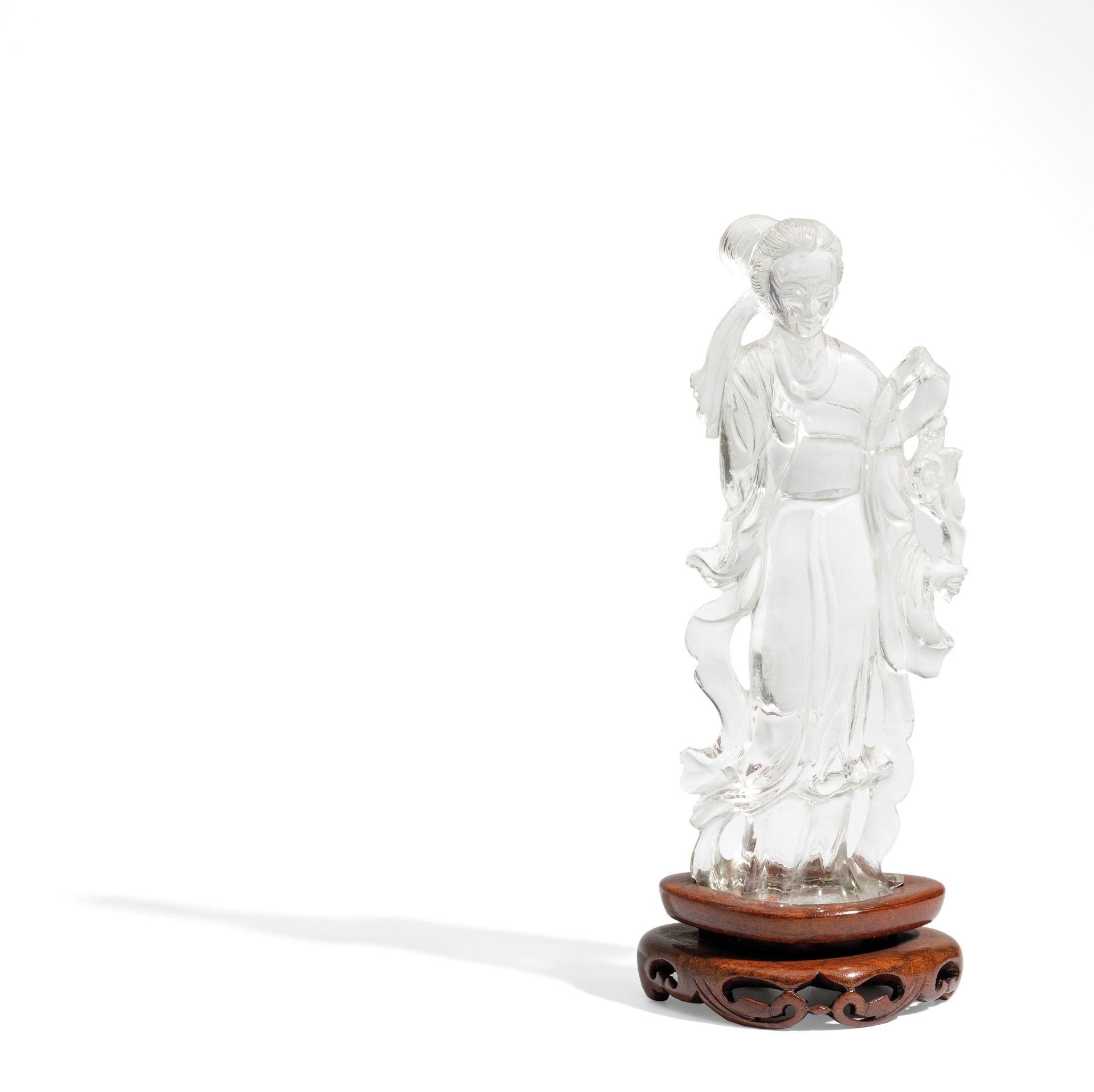 A ROCK CRISTAL FEMALE FIGURE, CHINA, 20TH CENTURY