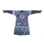 A COURT BLUE-GROUND EMBROIDERED SILK DRAGON ROBE, CHI-FU, CHINA, QING DYNASTY, EARLY 20TH CENTURY