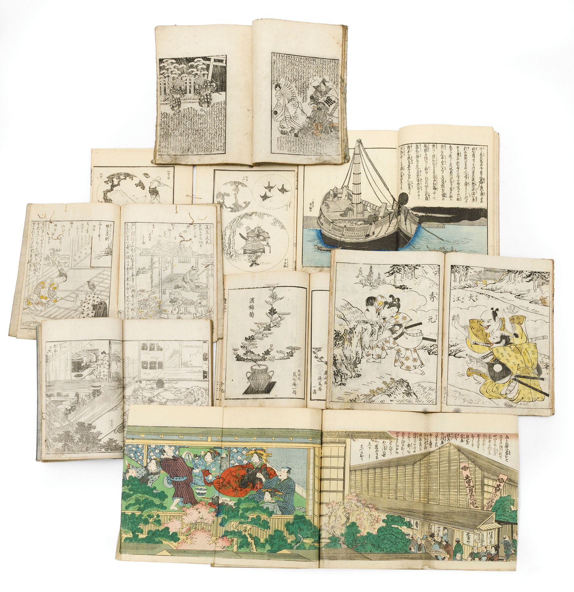 EIGHT MISCELLANEOUS TRADITIONALLY BOUND NOVEL BOOKS, JAPAN, 18TH-19TH CENTURY (8)