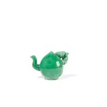 A SMALL GREEN ENAMELLED PEACH SHAPED BISCUIT EWER, CHINA, 19TH CENTURY