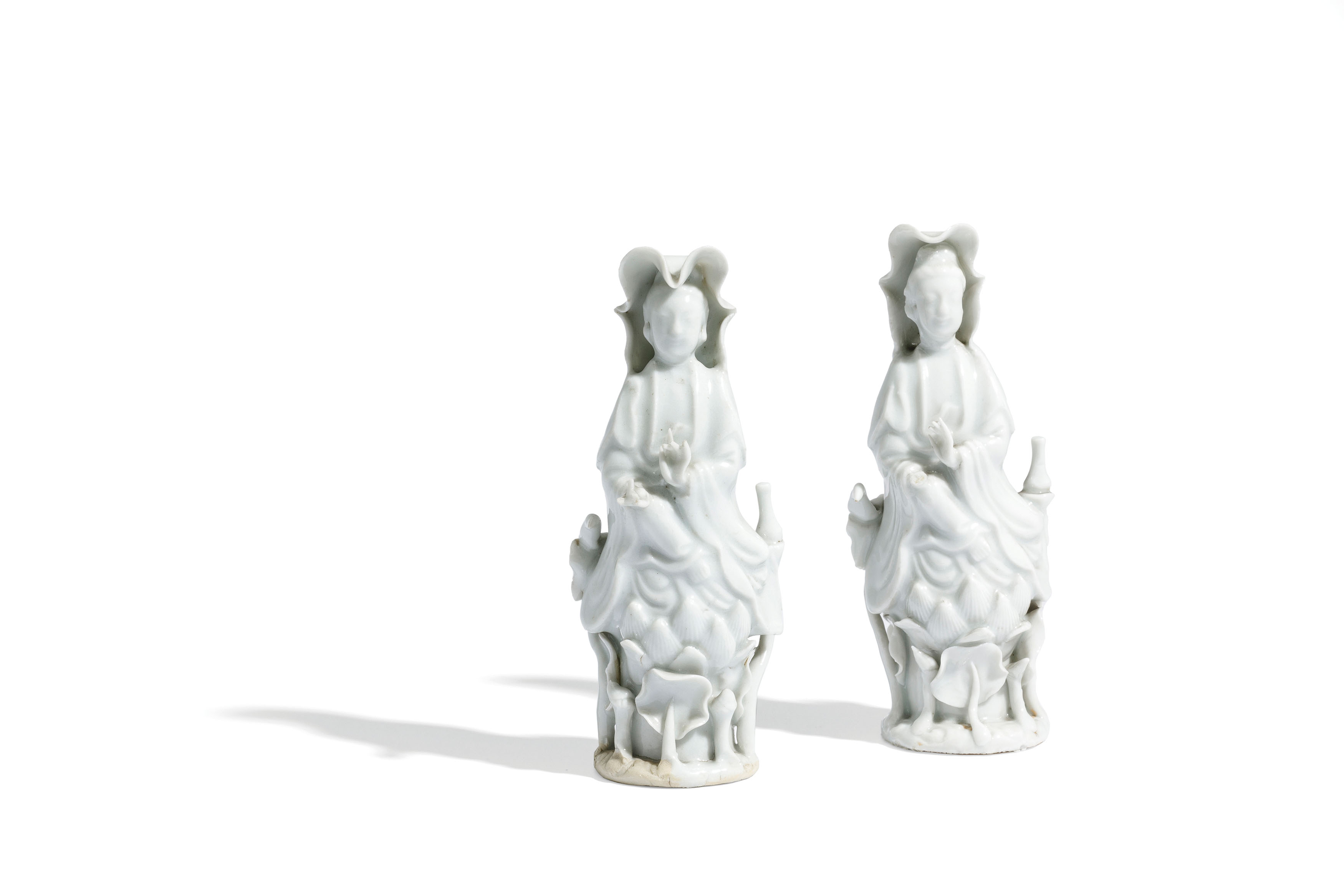 TWO BLANC-DE-CHINE PORCELAIN SMALL FIGURES OF GUANYIN, CHINA, 19TH CENTURY (2)