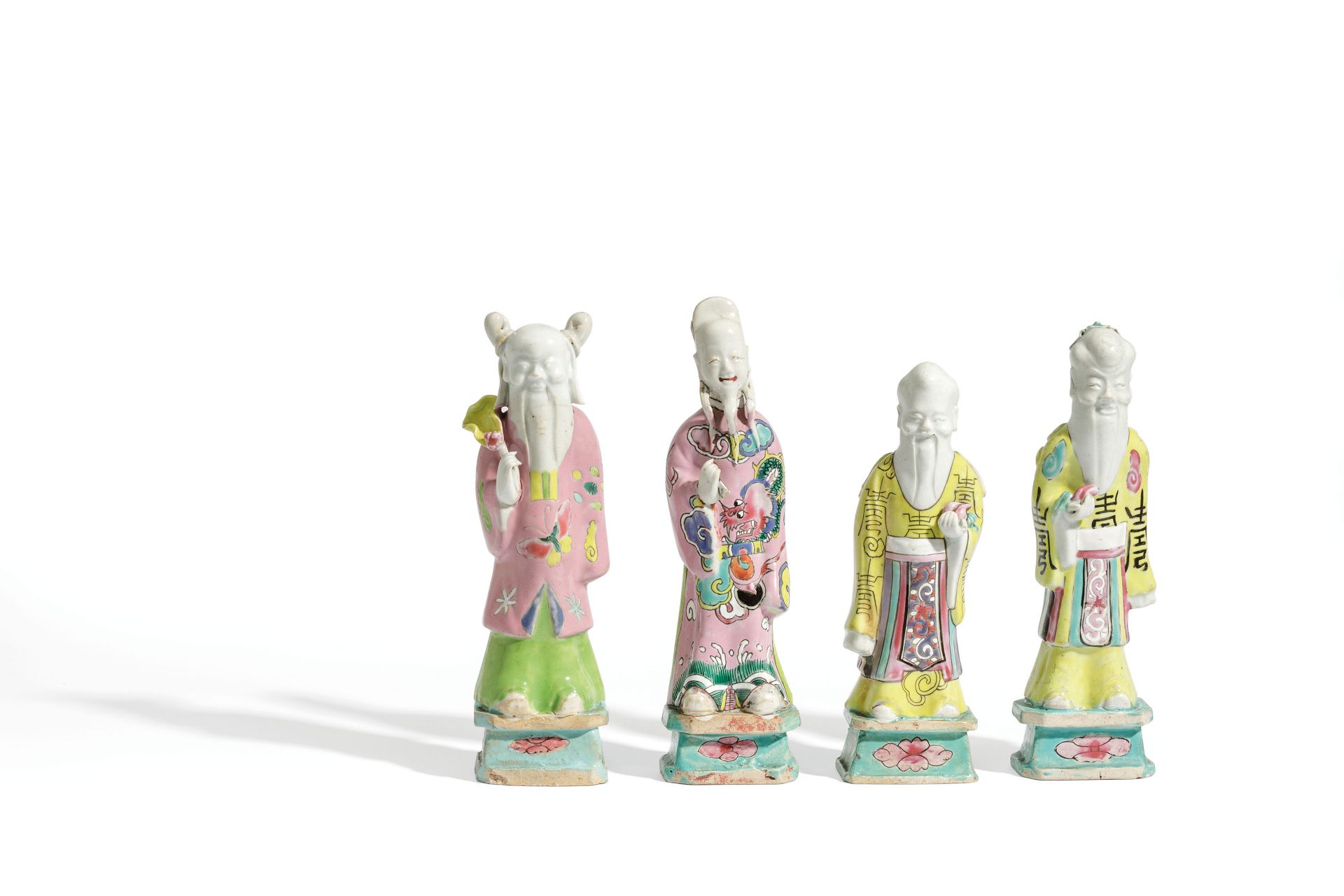 FOUR SMALL FAMILLE ROSE PORCELAIN IMMORTALS FIGURES, CHINA, LATE 18TH CENTURY (4)