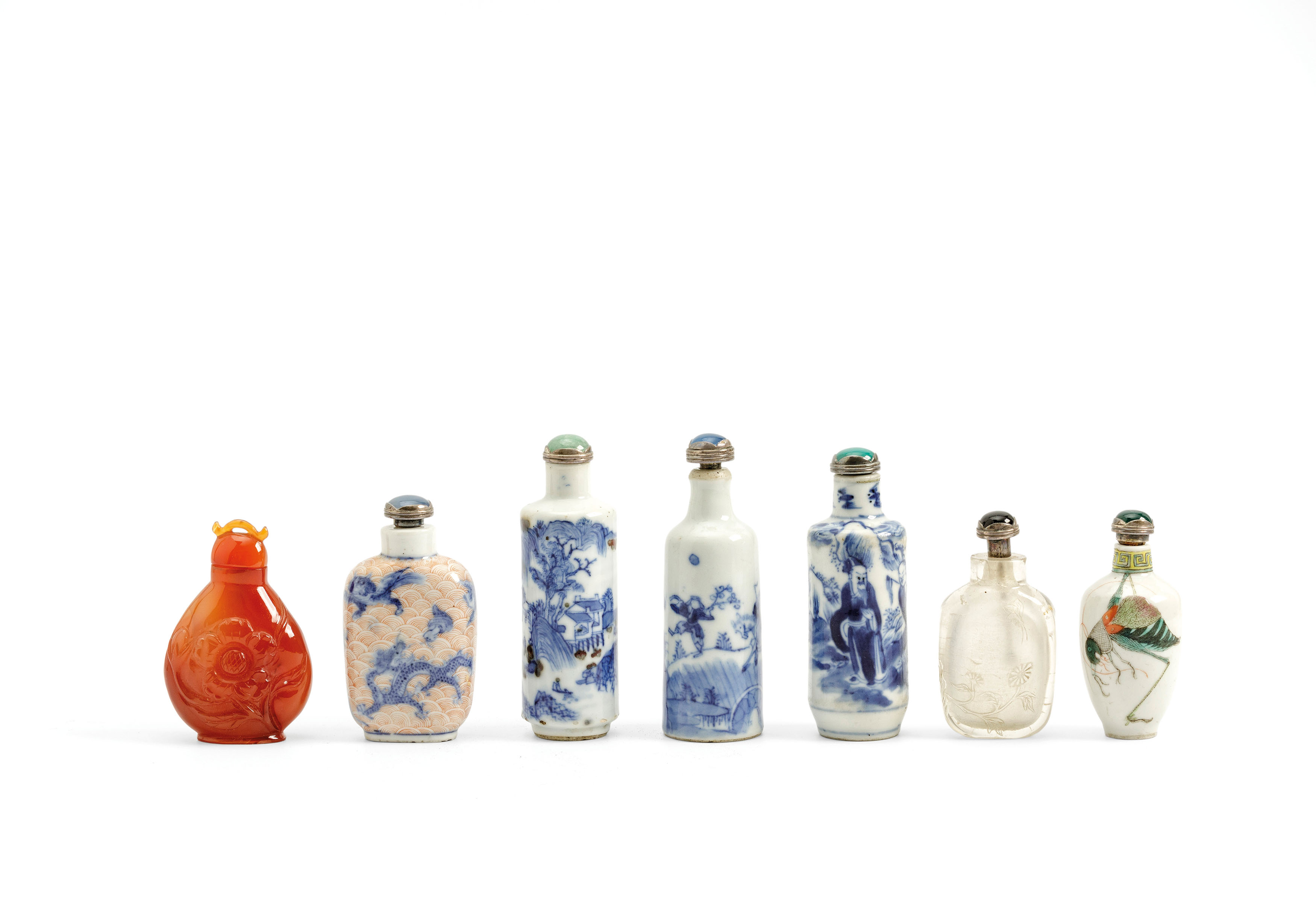 SEVEN MISCELLANEOUS SNUFF BOTTLES, CHINA, 19TH-20TH CENTURY (7)