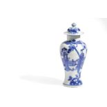 A SMALL BLUE AND WHITE PORCELAIN POTICHE AND COVER, CHINA, 19TH CENTURY