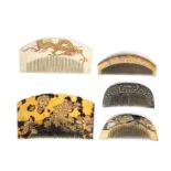 FIVE MISCELLANEOUS MATERIAL COMBS, JAPAN, MEIJI-TAISHO PERIOD (5)